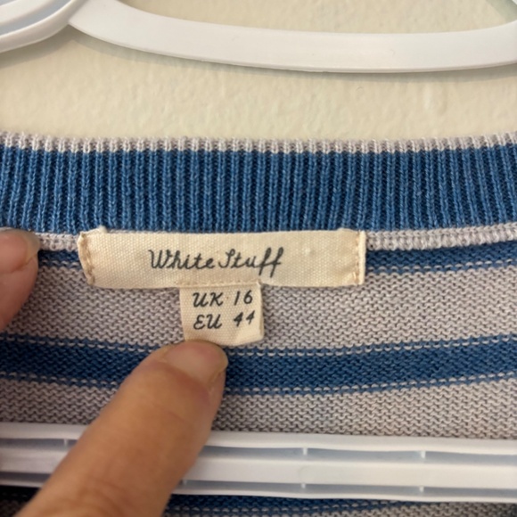 Ladies White Stuff size 16 red and blue stripes on grey nautical sweater preppy - Picture 4 of 6
